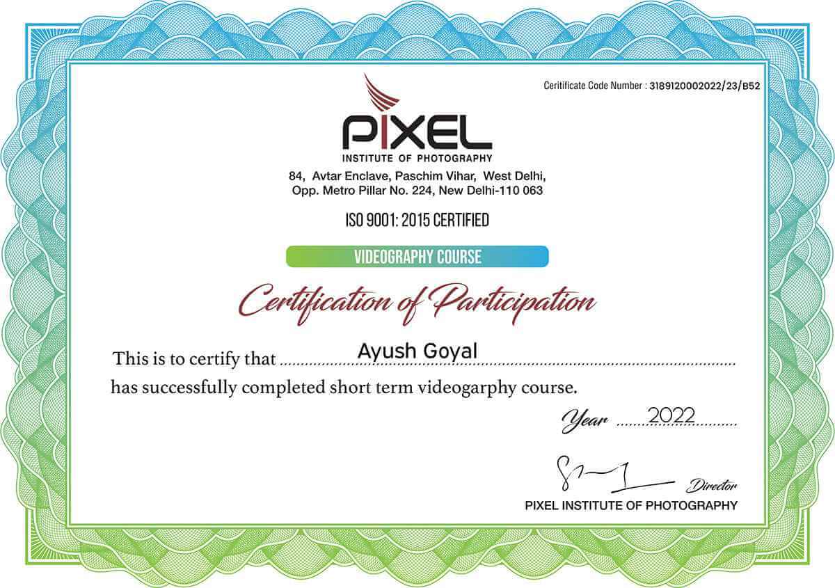 Videography Certificate