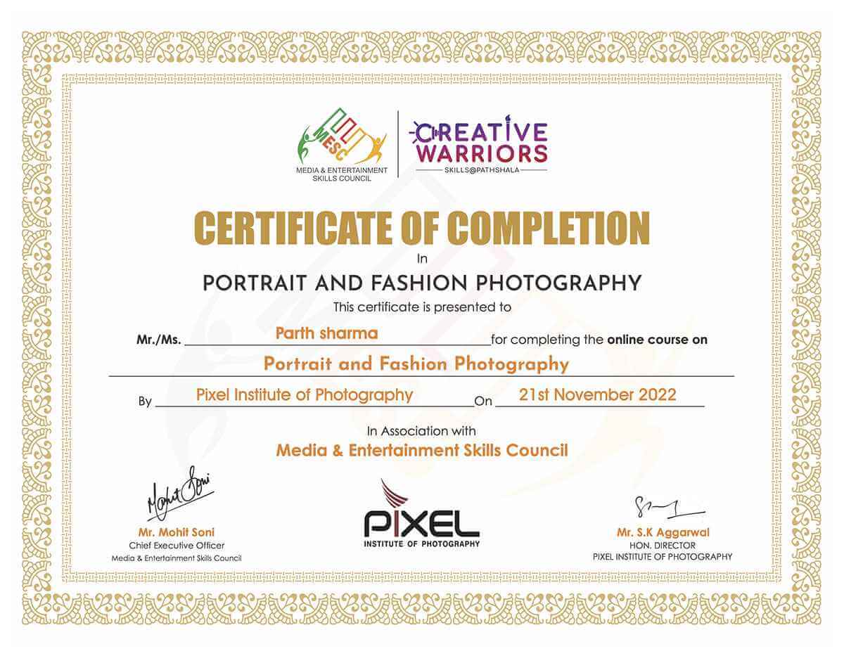 Portrait & Fashion Photography Certificate